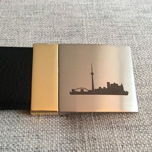 Unisex Toronto Skyline Black Leather Belt